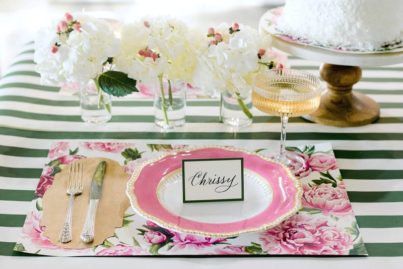Hester & Cook Disposable Paper Placemats for Dining Table - Peonies Flower Square Place Mats for Parties - 18 Sheets Per Pad American Made - Image 4